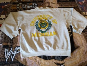 Vtg 80s University Of Michigan Sweatshirt XL Long Sleeve Graphic Made In USA - Picture 1 of 16