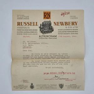 WWII 1944 Russell Newbery Diesel Engine Letter & RN Manual – Royal Navy Newhaven - Picture 1 of 18