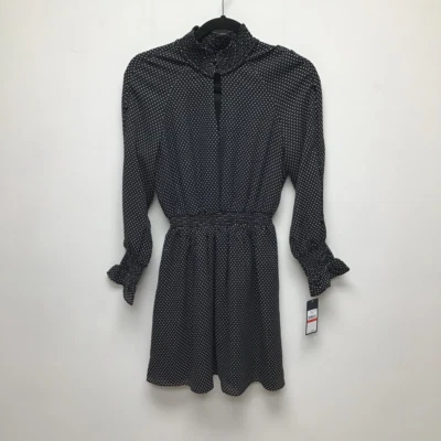 Платье женское Rachel Roy Fit & Flare черно-белое мини-заколка в горошек вырез с замочной скважиной XS новое - Изображение 1 из 4