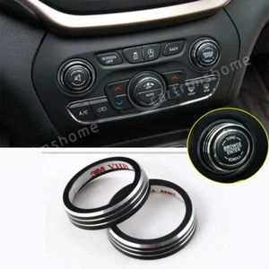 2*Aluminum Volume CD Switch Knob Ring Trim For Jeep Grand Cherokee 2014-19 Black - Picture 1 of 7