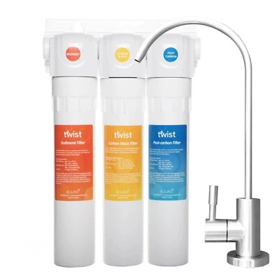 AQUAVI Twist 3-Stage Under Sink Water Filter System - Image 1 of 4