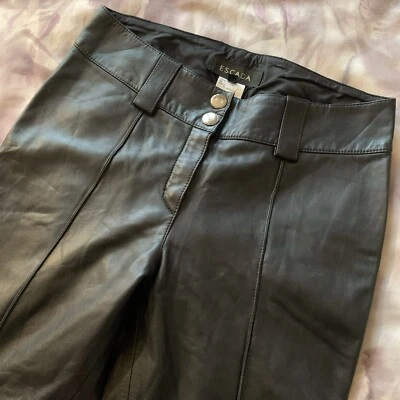 Pantalones de motociclista genuinos de cuero de cordero ESCADA (34/xs) de $2K. Negro Foto 1 de 4