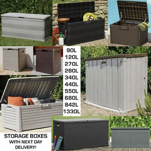 Outdoor Garden Storage Box Plastic Cushion Shed Box 90/120/270/280/550/640/842L - Picture 1 of 20