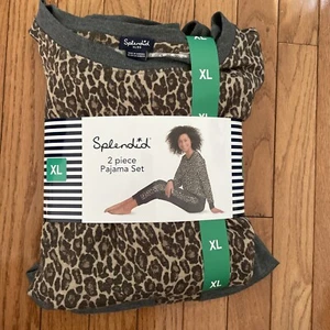 Splendid Damen 2-teiliges Pyjama-Set XL Lively Leopard Neu - Bild 1 von 7