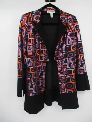 Joseph Ribkoff Womens Jacket 6 Metallic Geometric Blazer Purple Red Button - Image 1 of 4