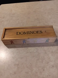 1998 Tender Heart Treasures Wooden Domino Set – Black Dominoes in Dixe Style Box - Picture 1 of 5