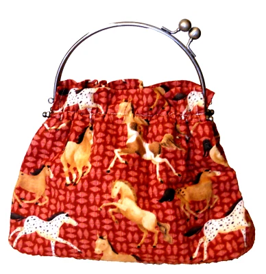 马爱好者手提包钱包吻扣上衣单身女可爱马术女孩青少年 — 第 1/4 张图片