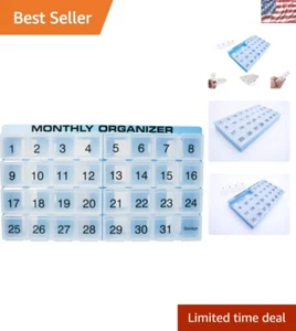 BPA-Free Monthly Pill Organizer - 31 Days With 8 Travel-Friendly Compartments - Picture 1 of 10