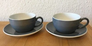 Schönwald Dibbern Solid Color 2x Cappuccino-Tasse mit Unterteller grau SEHR GUT - Bild 1 von 3