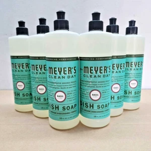 6-Pack Mrs. Meyer's Clean Day Dish Soap Liquid Basil 16 fl oz ~ New - Picture 1 of 7