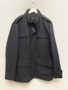 Calvin Klein Wool Blend Heavy Winter Coat Dual Layer Zip Mens Size XL (Charcoal) - Picture 1 of 18