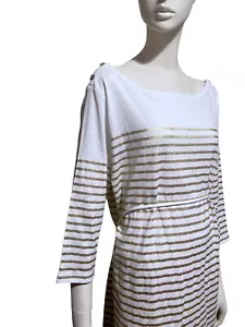 NWT Lauren Ralph Lauren Midi Dress 2X Striped Boat Neck Nautical Resort $129 - Picture 1 of 15