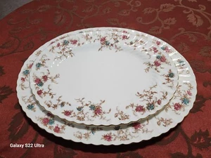 2 Minton English Bone China Ancestral Pattern Large And Medium Serving Platter - Picture 1 of 11