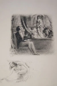PAUL EMILE BECAT GRAVURE ROMANTIQUE REMARQUE EROTIQUE R3181 - Imagen 1 de 1