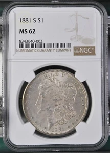 Dólar Morgan 1881-S certificado NGC MS62 - Imagen 1 de 2
