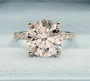 5.51 Ct G VS2 Round Lab Grown Diamond Engagement Ring 14k White IGI Certified - Picture 1 of 7