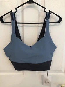 Zyia Women’s Blue Ribbed Storm Parallel Luxe Adjustable Sport Bra Large - Picture 1 of 15