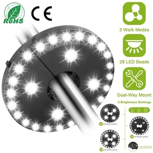 28LED Patio Umbrella Light Battery Operated Outdoor Yard Camping Tent Pole Lamp - Picture 1 of 10