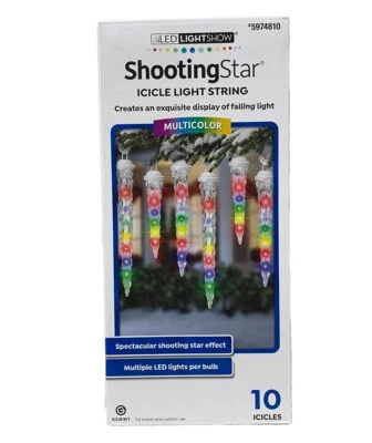 Gemmy Lightshow 10 Multi LED Falling Shooting Star Christmas Icicle Light Decor  - Image 1 of 4