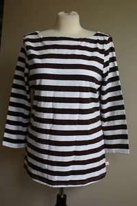 NWT Lolly Wolly Doodle NC M Brown White Stripe Boat Neck Cotton Stretch Top - Picture 1 of 8