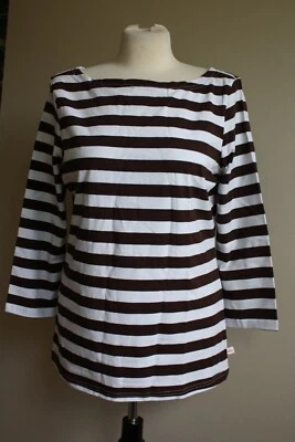 Nuevo con etiquetas Top Lolly Wolly Doodle NC M Marrón Blanco Rayas Cuello Barco Algodón Elástico Foto 1 de 4