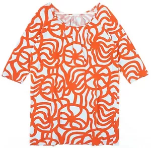 Marimekko Lunni Joonas hellblau & orange Print Baumwolle Tunika Gr. L - Bild 1 von 5