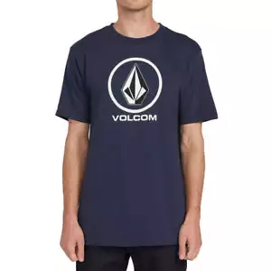 Volcom Men's Crisp Stone Short Sleeve T Shirt Navy Blue (NVY) - Picture 1 of 6