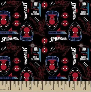 Spiderman Superheld Marvel 100 % Baumwollstoff schwarz/rot (halber Yard) - Bild 1 von 1