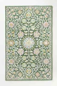 Anthropologie 8x10 Tali Green Handmade Tufted Woolen  Area Rug - Picture 1 of 4