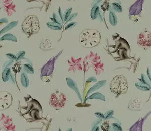 SANDERSON CURTAIN FABRIC DESIGN "Capuchins" 3.2 METRES SEA GREEN LINEN BLEND - Picture 1 of 5