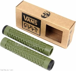 Cult X Vans Flangeless Grips Waffle Pattern BMX Bike / Scooter ODI - Army Green - Picture 1 of 3
