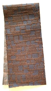 Upholstery Fabric Swatch. Blue-Grey Reddish Brown Squares. 18.25" X 4". #19R - Picture 1 of 2