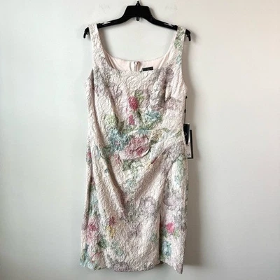 Adrianna Papell Floral Matelasse Textured Sheath Dress Marble Multi 14 - Image 1 of 4