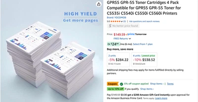 MX-61NT Toner Cartridge 4 Pack Toner  for Sharp MX-2630 MX-2651 71 + - Image 1 of 3