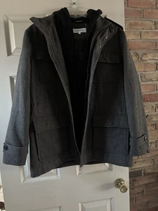 Calvin Klein Men’s Wool Blend Hooded Field Jacket Coat Gray Size L - Picture 1 of 4