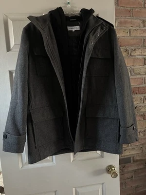 Calvin Klein Men’s Wool Blend Hooded Field Jacket Coat Gray Size L - Image 1 of 3