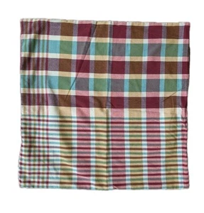 POTTERY BARN Cameron Sttipe Plaid Green Red Yellow 20"x20" Pillow Cover  - Picture 1 of 5