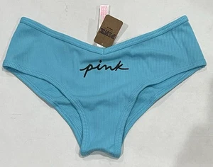 Victoria’s Secret PINK High Leg Cheeky Panty Blue Ribbed S/P NWT - Picture 1 of 5
