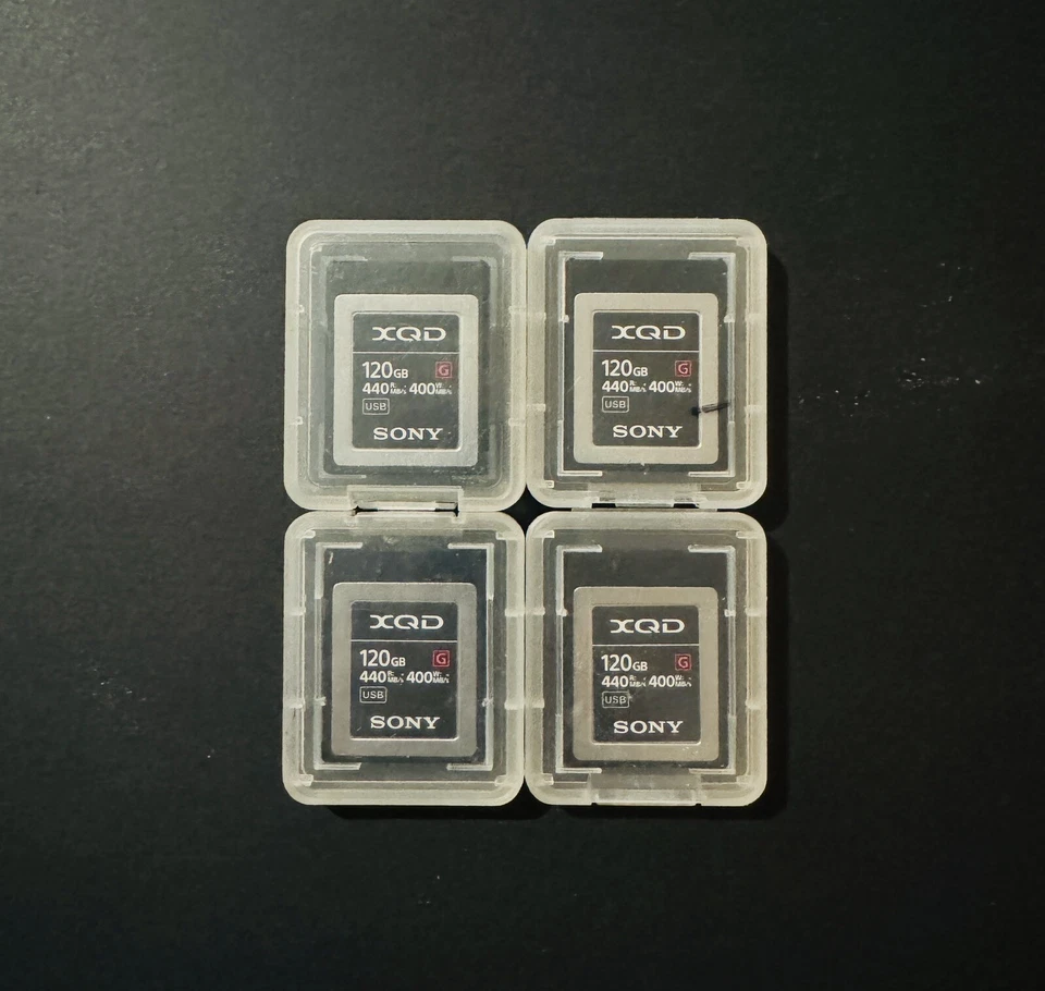 4x Sony  XQD G Series 120gb memory cards - Image 1 of 1