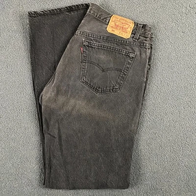 VTG 90s Levis 501 Jeans Mens 36x34 FITS 34x34 Faded Black Button Fly Made USA - Image 1 of 4