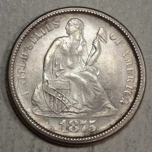 1875-S sitzende Freiheit Groschen, Münzzeichen unten, Fortin 121a ?, rar, unzirkuliert - Bild 1 von 3