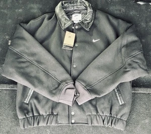 Nike Sportswear Wool Varsity Jacket Black FZ1168-010 Men’s Size Medium - Picture 1 of 6