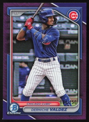2024 Bowman Draft Chrome Purple Refractor 164/250 Derniche Valdez #BDC-188 GS1 - Image 1 of 2