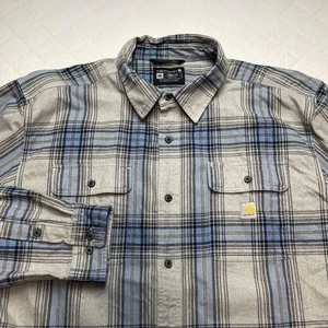Carhartt Hemd Herren 2XL Loose Fit Heavyweight Flannel grau blau kariert Workwear - Bild 1 von 7