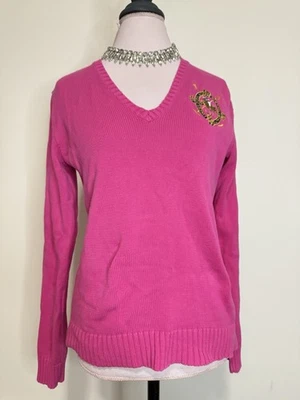 Ralph Lauren Sport Pink V-Neck Sweater with embroidered crest in size XL - Image 1 of 4
