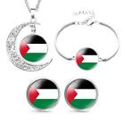 Palestine Flag Gold Jewellery Set Pendant Bracelet Earrings Unisex Palestinian~