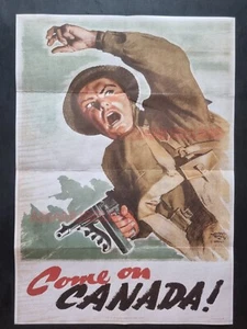 1942 WW2 USA TROOPS COME ON CANADA ARMY SOLDIER BATTLE WAR PROPAGANDA POSTER 623 - Picture 1 of 2