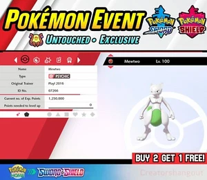 Shiny Mewtwo 6IV Evento ✨ ¡Juega! Evento Ultra Brillante 2016 ✨ Pokémon Espada y Escudo - Imagen 1 de 5