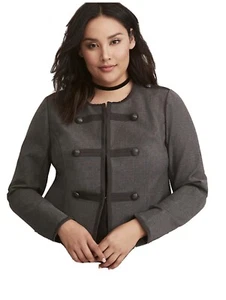 Torrid Military Style Jacket Plus Size 2X Charcoal Dark Gray Ponte Knit Stretch - Bild 1 von 5