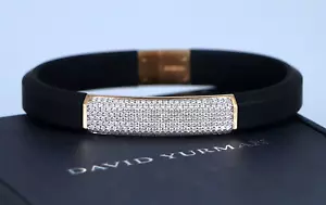$8,500 David Yurman 18k Yellow Gold Pave Diamond Streamline ID Rubber Bracelet - Picture 1 of 11